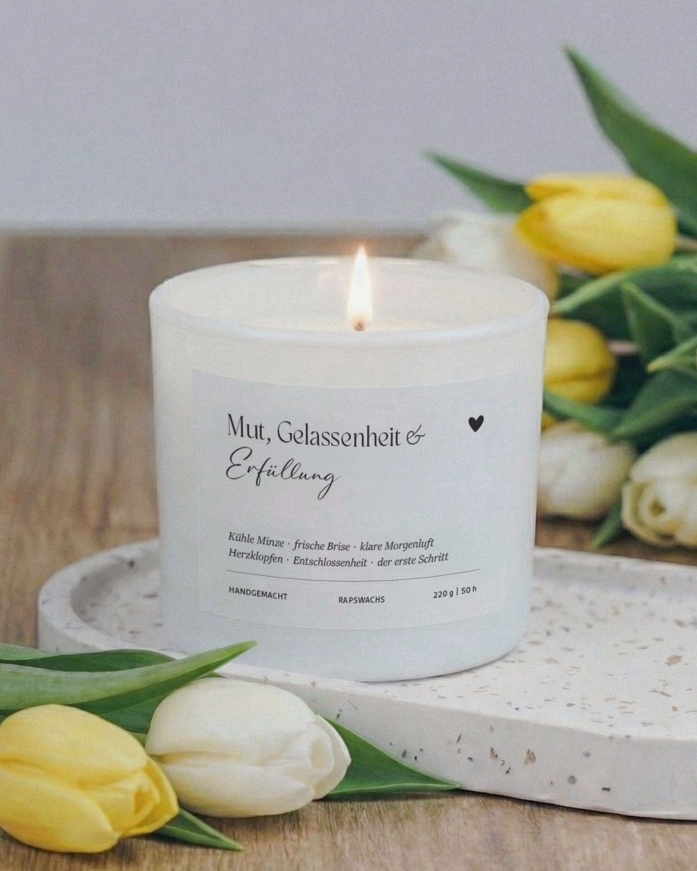 Handgemachte Kerze aus Rapswachs – schenkt Klarheit, Gelassenheit und Mut zum Neubeginn