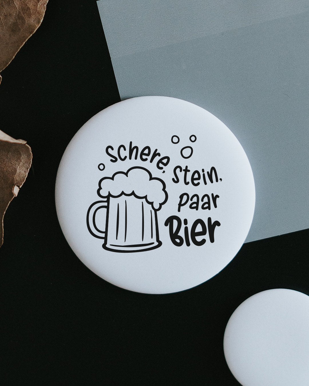 Magnet Schere Stein paar Bier – großer Kühlschrankmagnet mit lockerem Spruch als Geschenk