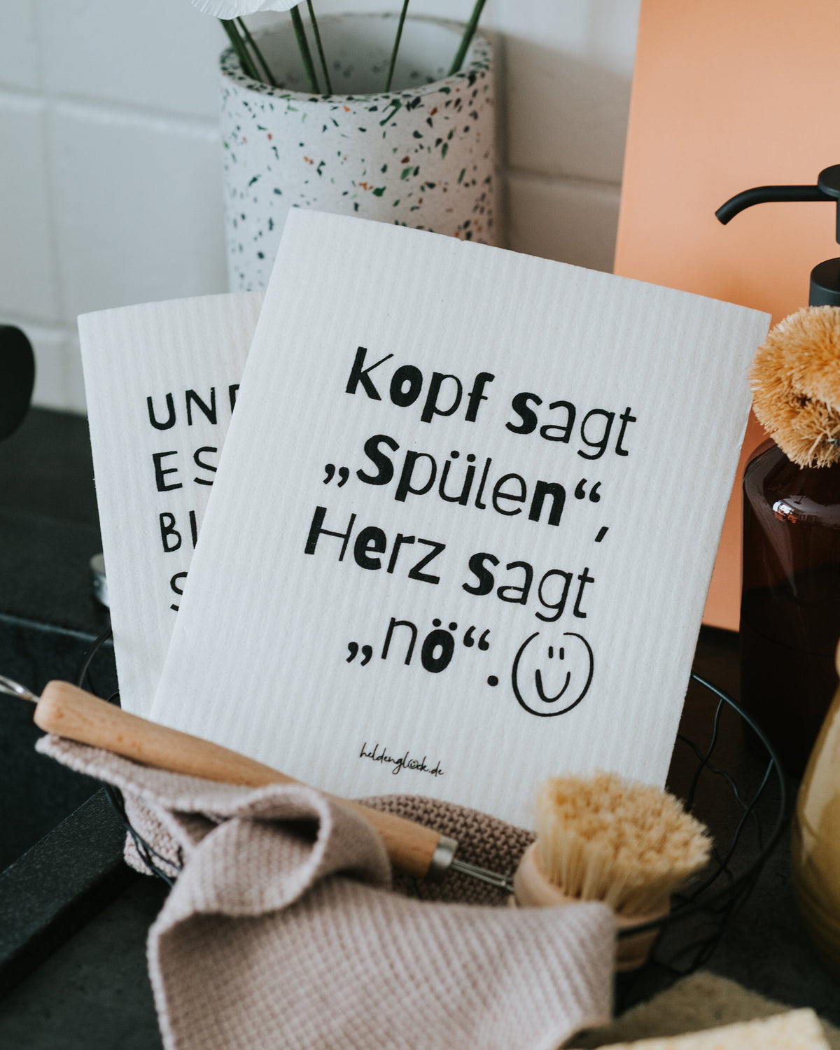 Beide Motive gestapelt – 2 Schwammtücher im Set.