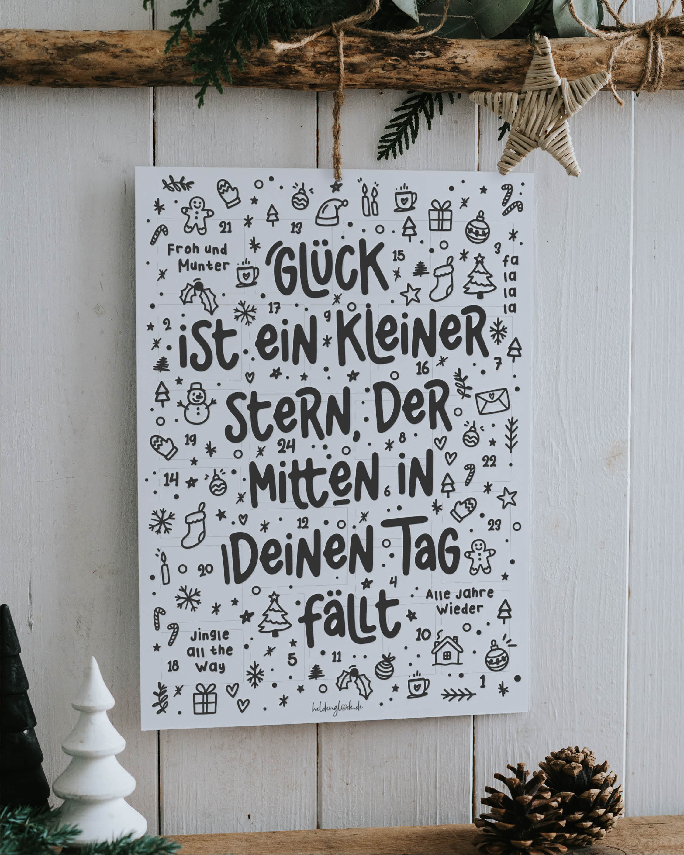Besonderer Kalender für die Vorweihnachtszeit – stilvoll, modern und liebevoll gestaltet.