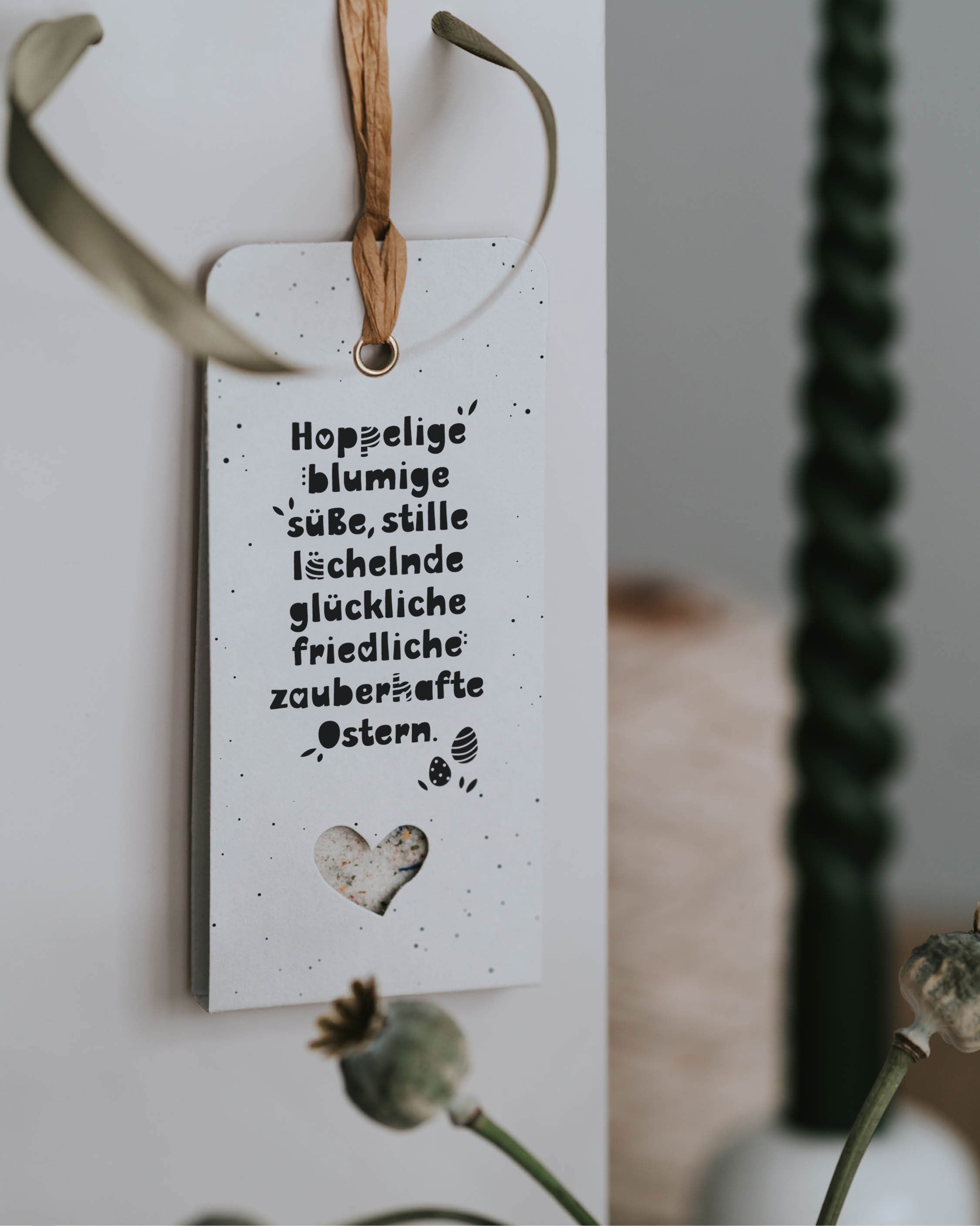 Humorvoller Geschenkanhänger zu Ostern mit langer Wunschbotschaft