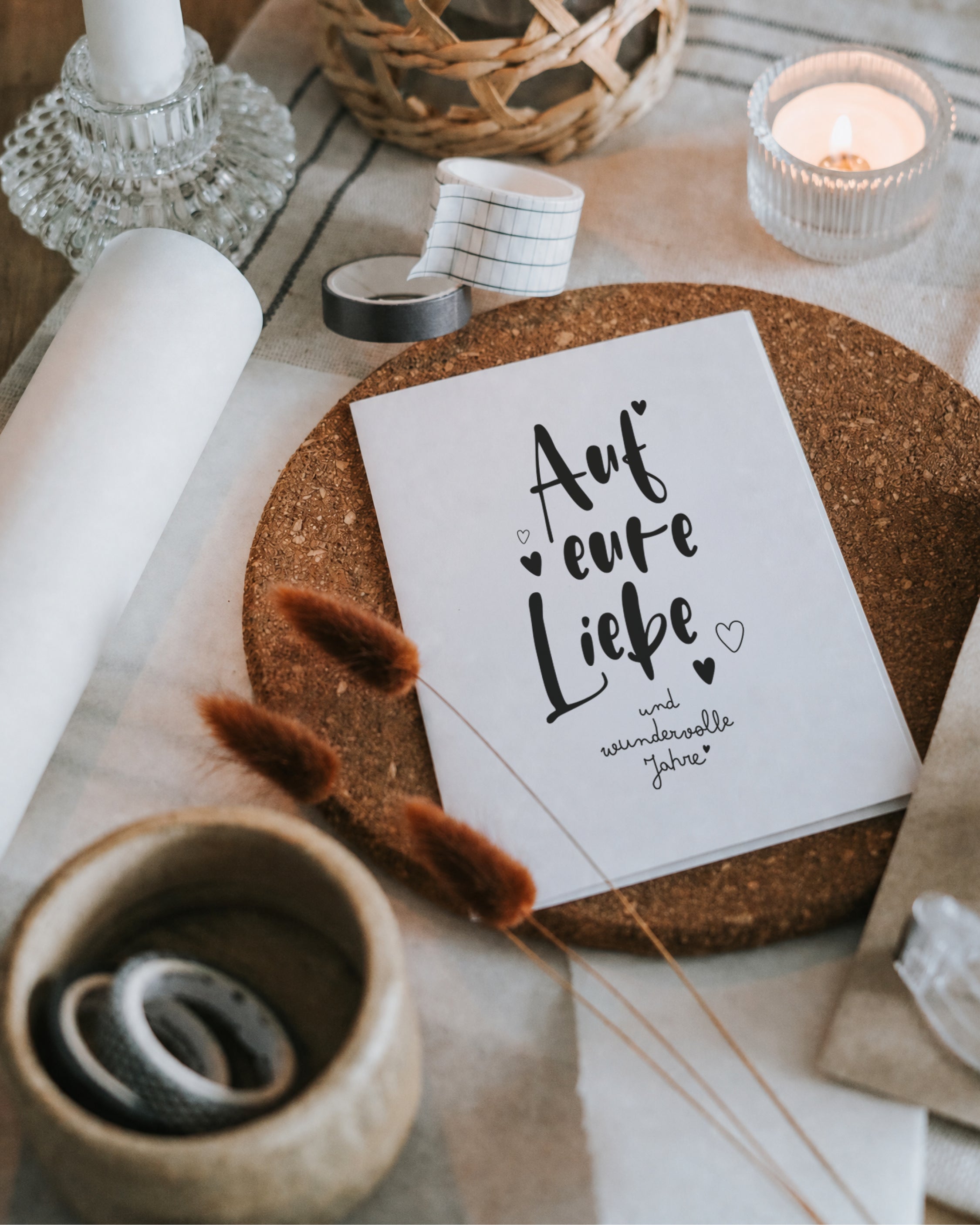 Hochzeitskarte „Auf eure Liebe und wundervolle Jahre“ von Heldenglück – weitere Ansicht
