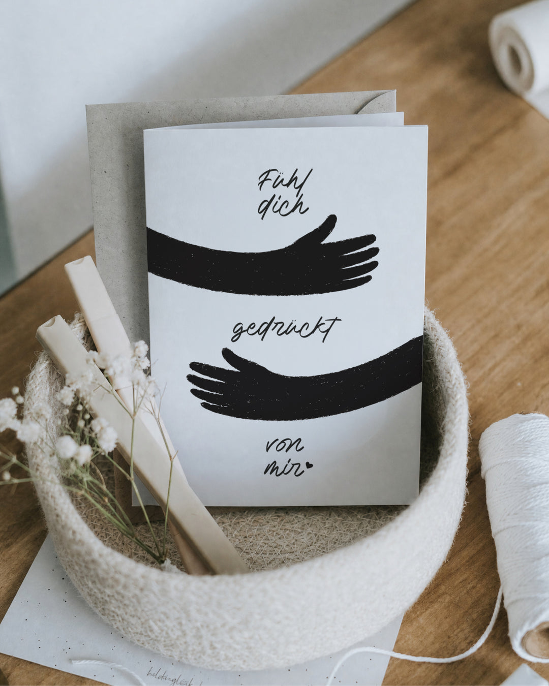 Klappkarte „Fühl dich gedrückt von mir“ – Produktansicht, 125 × 176 mm