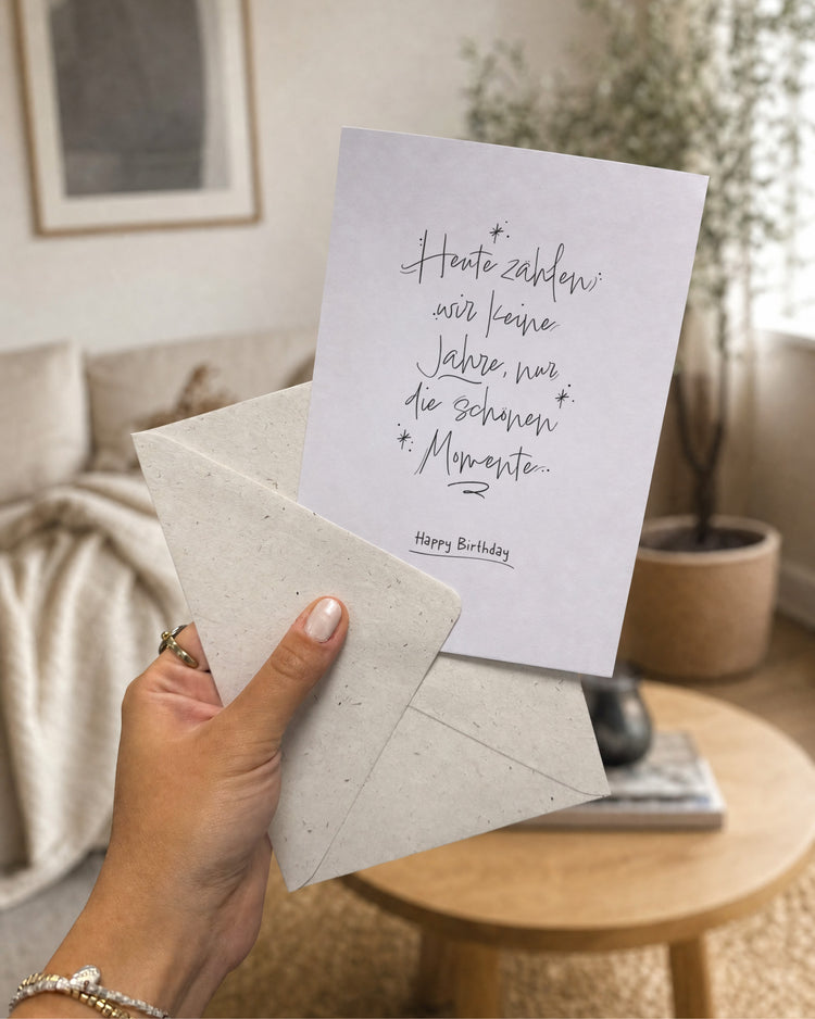 Geburtstagskarte „Heute zählen wir keine Jahre“ – Produktansicht, 125 × 176 mm