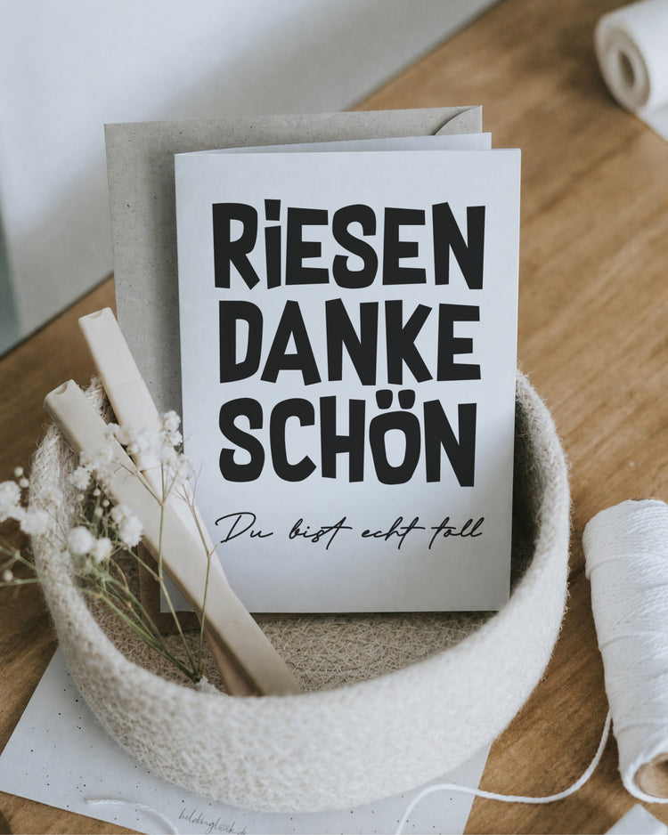 Dankeskarte „Riesen Dankeschön – Du bist echt toll“ – Produktansicht, 125 × 176 mm