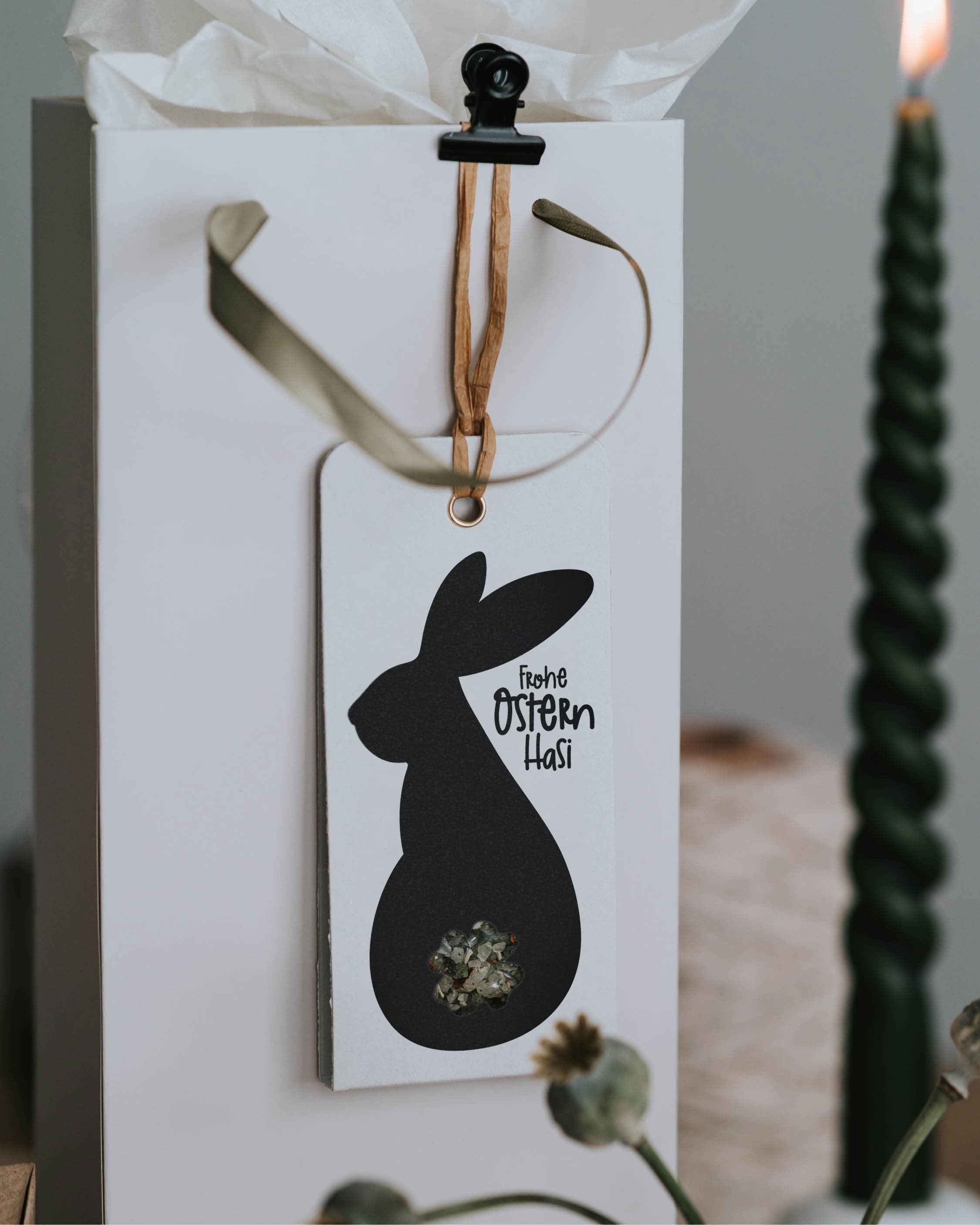 Handgemachter Osteranhänger mit Gute-Laune-Salz und fröhlicher Botschaft